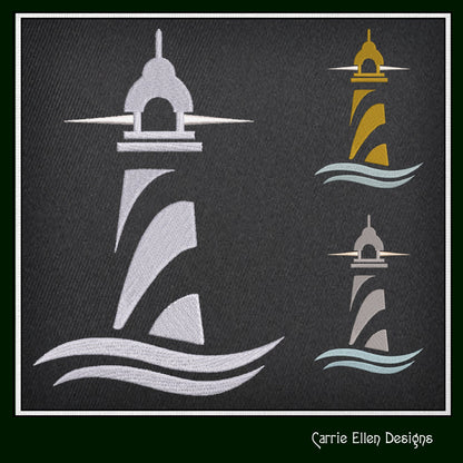 Lighthouse Machine Embroidery Design – Coastal Island Seaside Landscape Pattern, 6 Sizes (0463)