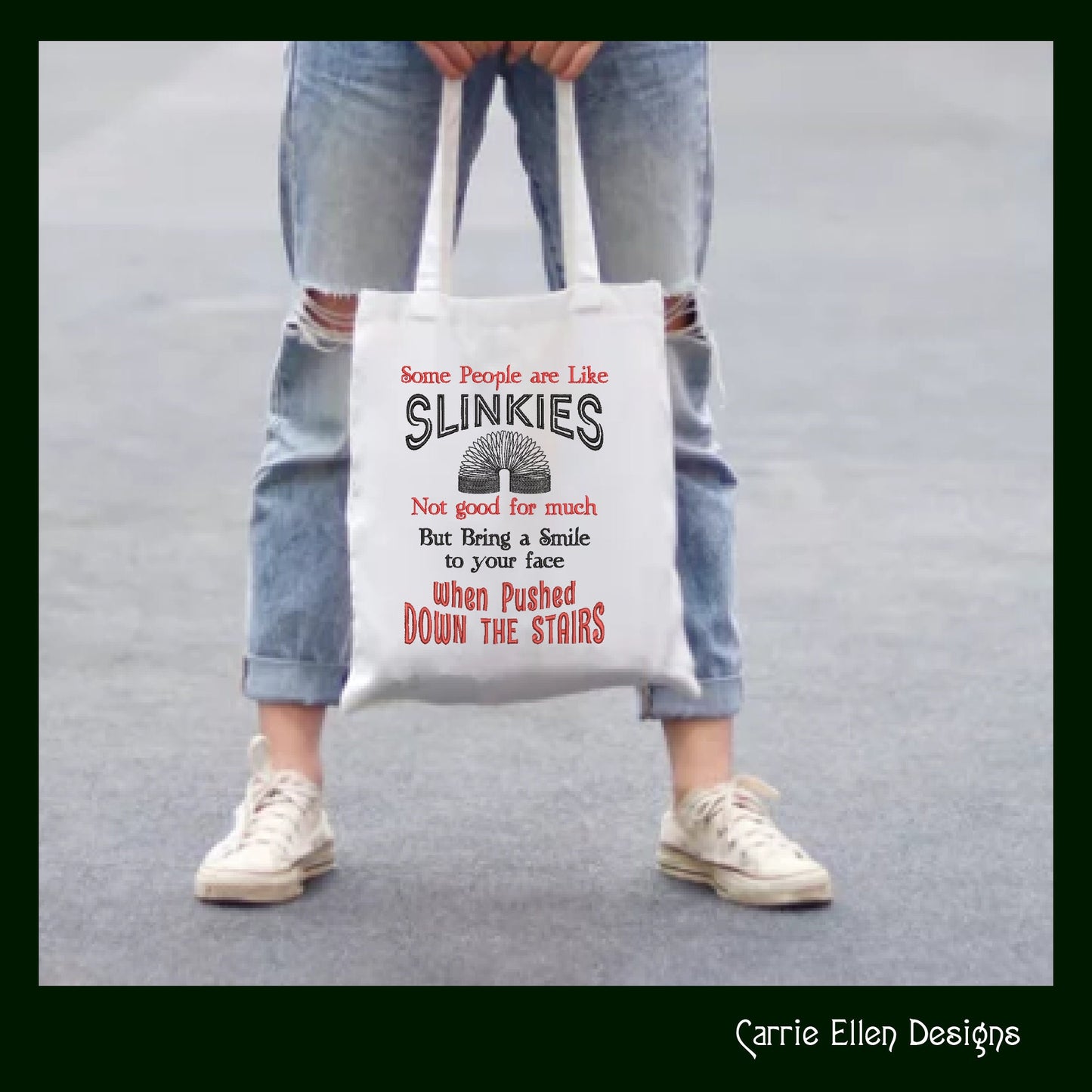 People Are Like Slinkies Machine Embroidery Design Saying, Sarcastic Pop Culture Quotes, Slinky Toy Design, 6 Sizes (2342)