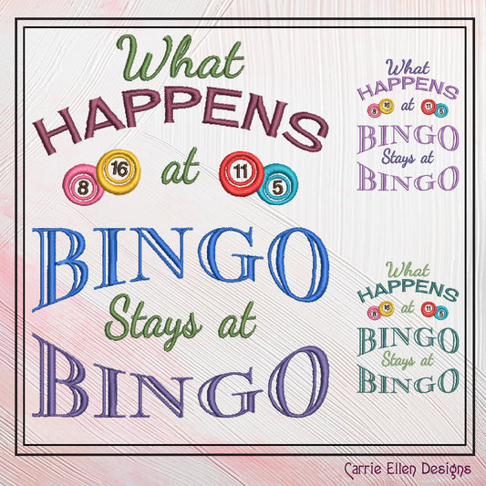 What Happens At Bingo Embroidery Design, Machine Embroidery Design, Sarcastic Bingo Game Saying, 6 Sizes (2392)