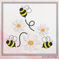 Bumble Bees and Daisies Machine Embroidery Design. Garden Flowers Embroidery Patterns, 6 Sizes (2418)