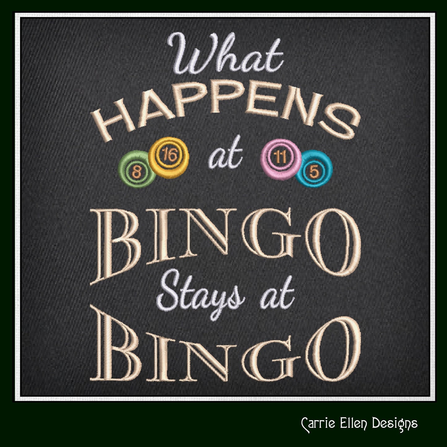 What Happens At Bingo Embroidery Design, Machine Embroidery Design, Sarcastic Bingo Game Saying, 6 Sizes (2392)