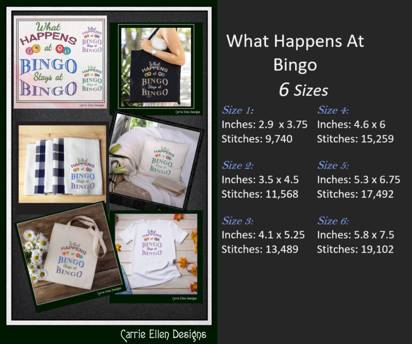 What Happens At Bingo Embroidery Design, Machine Embroidery Design, Sarcastic Bingo Game Saying, 6 Sizes (2392)