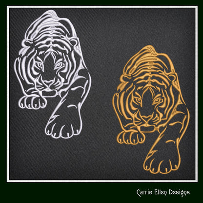 Tiger Machine Embroidery Design, Animal Embroidery, Crouching Artistic Jungle Cat Embroidery Design, Wild Cat Embroidery Design, 6 Sizes (2542)