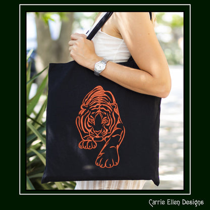 Tiger Machine Embroidery Design, Animal Embroidery, Crouching Artistic Jungle Cat Embroidery Design, Wild Cat Embroidery Design, 6 Sizes (2542)