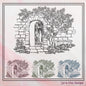 Garden Gate Machine Embroidery Design, Sketch Machine Embroidery Design, Artistic Patio Stone Bench Design, 6 Sizes (2550)
