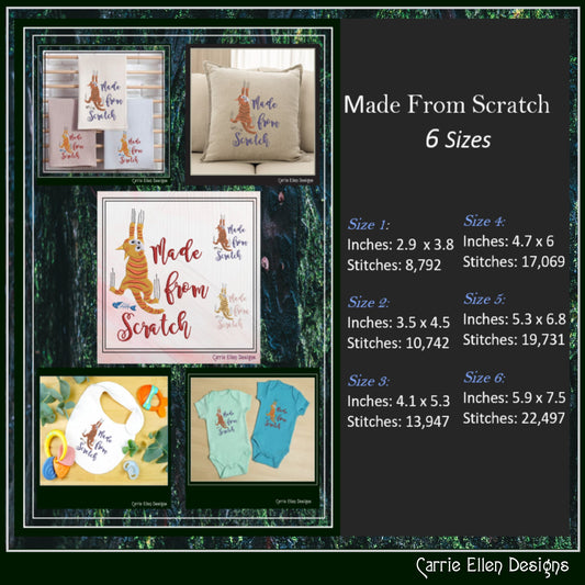 Made From Scratch Machine Embroidery Design Saying | Funny Cat Scratch Quote Design (2582)