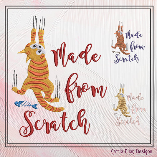 Made From Scratch Machine Embroidery Design Saying | Funny Cat Scratch Quote Design (2582)