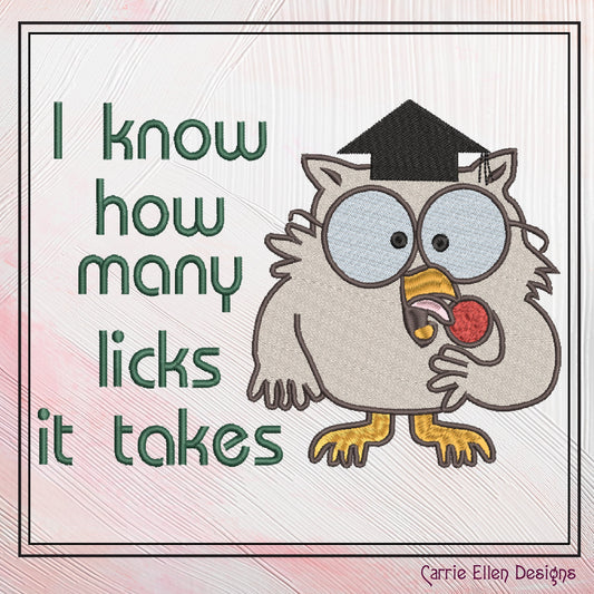 Ask Mr Owl Iconic Machine Embroidery Design, Nostalgic I Know How Many Licks Commercial Design, 6 Sizes (2571)