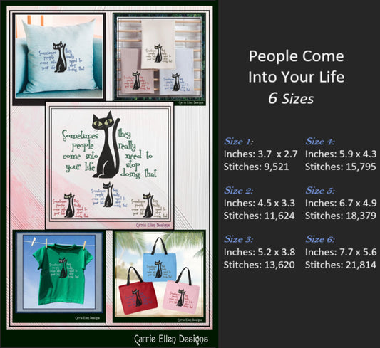 Snarky Cat Saying Machine Embroidery Design, People Come Into Your Life Quote, Sassy Cat Lover Design, 6 Sizes (2720)