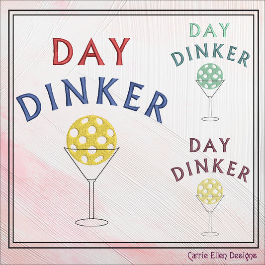 Pickleball Machine Embroidery Design, Day Dinker Funny Embroidery Pattern, Pickleball Martini Glass Fun Sport Design, 8 Sizes (2763)