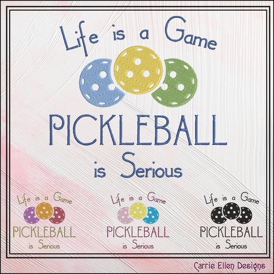 Pickleball Machine Embroidery Design, Pickleball is Serious Embroidery Saying, Fun Sport Design, 6 Sizes (2769)