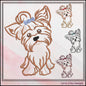 Yorkshire Terrier Machine Embroidery Design, Yorkie with Bow Embroidery Design, Little Dog Pet Embroidery Pattern, 6 Sizes (2899)