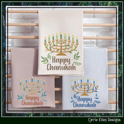 Happy Hanukkah Menorah Machine Embroidery Design | Jewish Holiday Gifts & Décor | Judaica Embroidery Pattern | 6 Sizes (3035)