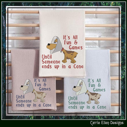 Dog Humor Machine Embroidery Design, Funny Saying for Cone Collar, Its All Fun and Games Dog Embroidery, 6 Sizes (3043)