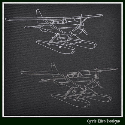Sea Plane Machine Embroidery Design, Line Art Sketch, Airplane Pattern, Artistic Embroidery, 6 Sizes (3017)