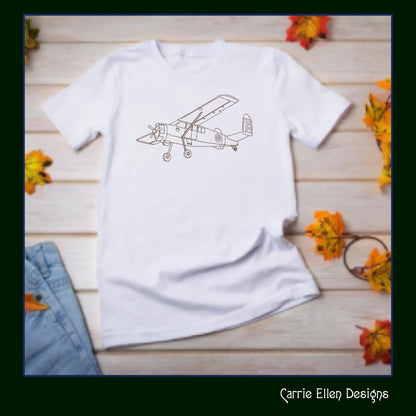 Prop Plane Machine Embroidery Design, Line Art Sketch, Airplane Pattern, Artistic Embroidery, 6 Sizes (3018)