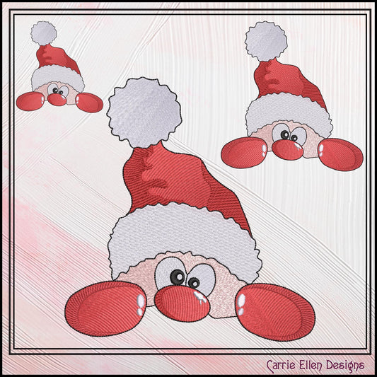 Christmas Machine Embroidery Design, Santa Claus, Peeking Red Nose Santa, Holiday Cartoon, 6 Sizes (3075)