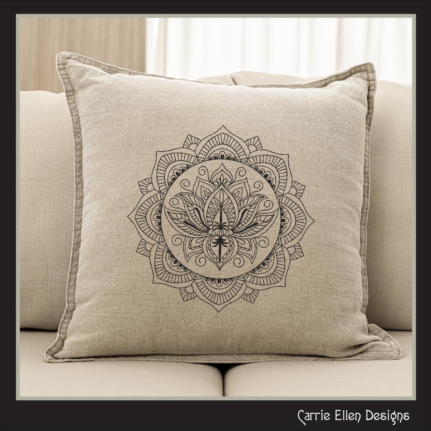 Lotus Mandala Machine Embroidery Design, Artistic Symbolism Stitch, Harmonic and Balanced Line Art Pattern, 6 Sizes (3021)