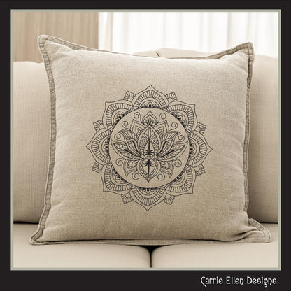 Lotus Mandala Machine Embroidery Design, Artistic Symbolism Stitch, Harmonic and Balanced Line Art Pattern, 6 Sizes (3021)