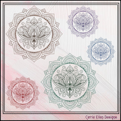 Lotus Mandala Machine Embroidery Design, Artistic Symbolism Stitch, Harmonic and Balanced Line Art Pattern, 6 Sizes (3021)