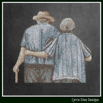 Grandparents Machine Embroidery Design, Elderly Couple Photo Drawing, Embroidery Pattern, Grandparents Gift, 6 Sizes (3155)