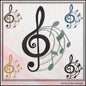 Treble Clef Embroidery Design – Sheet Music Note Symbol – Artistic Flair Pattern – 6 Sizes (3157)