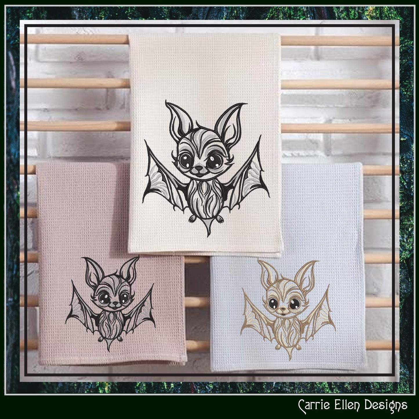 Bat Machine Embroidery Design, Adorable Bat for Kids Apparel, Flying Animal Pattern, 6 Sizes (3160)