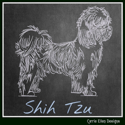 Shih Tzu Machine Embroidery Design, Dog Sketch Pattern, Dog Lover Gift, Small Dog Breed, 6 Sizes (3172)