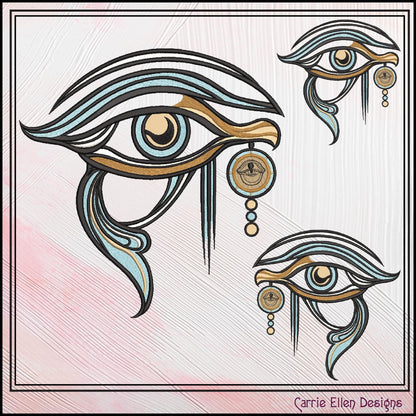 Eye of Horus Machine Embroidery Design, Ancient Egyptian Hieroglyph Symbol, Wedjat Edjat Eye, 6 Sizes (3148)