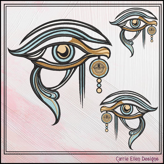 Eye of Horus Machine Embroidery Design, Ancient Egyptian Hieroglyph Symbol, Wedjat Edjat Eye, 6 Sizes (3148)