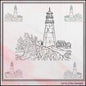 Lighthouse Embroidery Design – Cliffside Lighthouse Sketch, Coastal Island Design, 6 Sizes (3179)