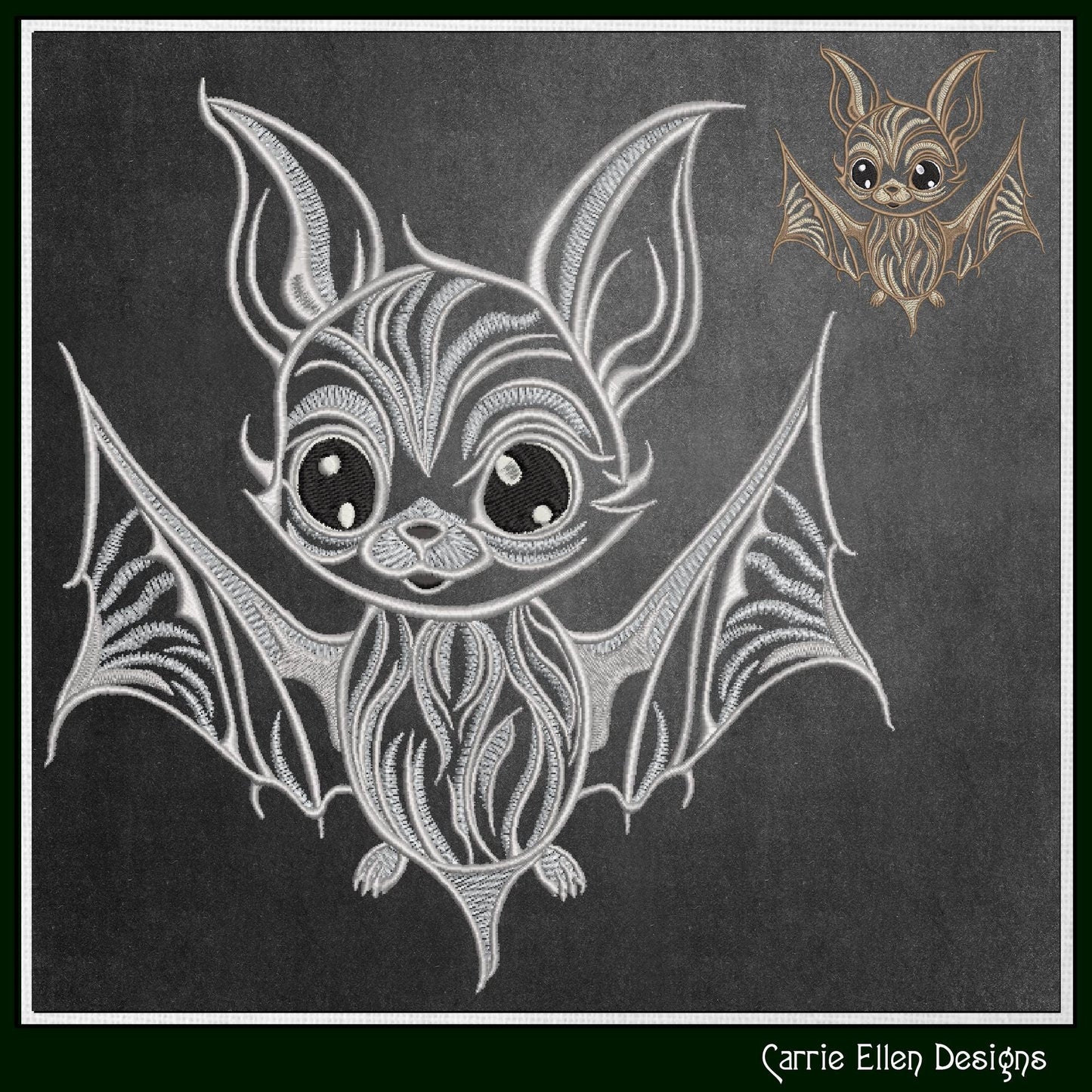 Bat Machine Embroidery Design, Adorable Bat for Kids Apparel, Flying Animal Pattern, 6 Sizes (3160)