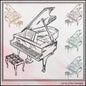 Piano Machine Embroidery Design Sketch, Musical Instrument, Baby Grand Line Art, Ivory Keyboard, 6 Sizes (3161)