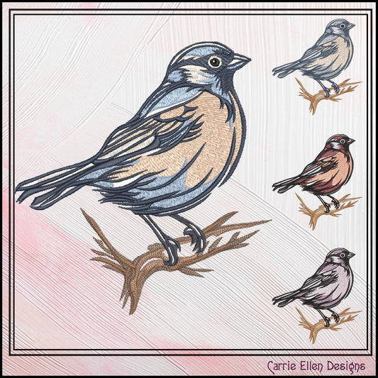 Bird Machine Embroidery Design | Sparrow on a Branch, Colorful Bluebird & Swallow Pattern | 6 Sizes (3162)