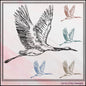 Bird Machine Embroidery Sketch Design, Flying Crane Thread Drawing, Audubon Bird Pattern, 6 Sizes (3200)