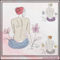 Posing Woman Machine Embroidery Design, Bathing Portrait Line Art, Feminine Body Drawing, 6 Sizes (3170)