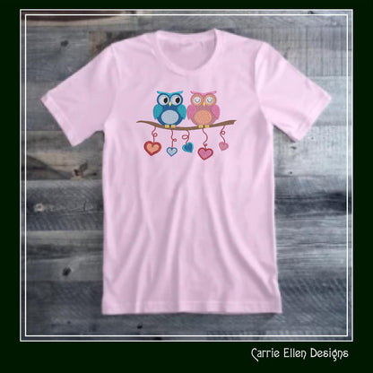Owl Love Machine Embroidery Design – Valentine’s Day Holiday Pattern, Loving Bird Couple, 6 Sizes (3137)