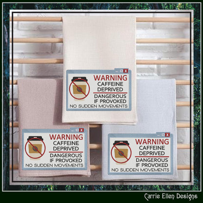 Funny Coffee Machine Embroidery Saying, Caffeine Deprived Warning Design, Snarky Caution Pop-Up Applique, 6 Sizes (3112)