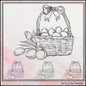 Easter Basket Machine Embroidery Sketch Design, Line Art Egg Basket, Tulip Spring Holiday Basket, 6 Sizes (3180)