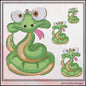 Snake Machine Embroidery Design, Cute Crazy Snake Embroidery Pattern, Free Hugs Cartoon Snake, 6 Sizes (3204)