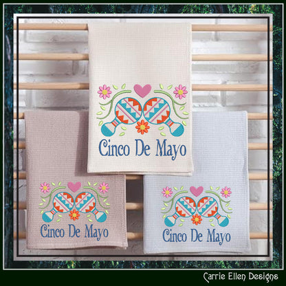 Cinco De Mayo Machine Embroidery Design, Fiesta Décor, Maraca Embroidery Pattern, Mexican Celebration, 6 Sizes (3206)