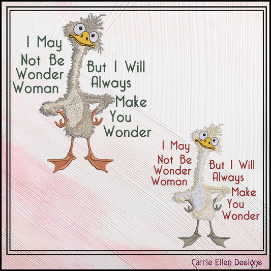 Silly Duck Embroidery Design Saying – “I May Not Be Wonder Woman” Snarky Quote Pattern, 6 Sizes (3237)