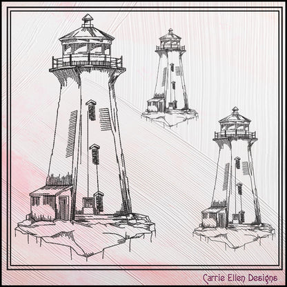 Lighthouse Embroidery Design, Cliffside Lighthouse Sketch Machine Embroidery Design, Coastal Light House Island Design, 6 Sizes (3273)