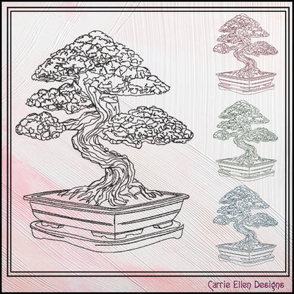 design bonsai tree Bonsai Tree Machine Embroidery Sketch Line Art Design, Japanese Mini Potted Tree, Garden Design – Carrie Ellen Designs