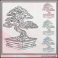 Bonsai Tree Machine Embroidery Sketch Line Art Design, Japanese Mini Potted Tree, Garden Design, 6 Sizes (3210)
